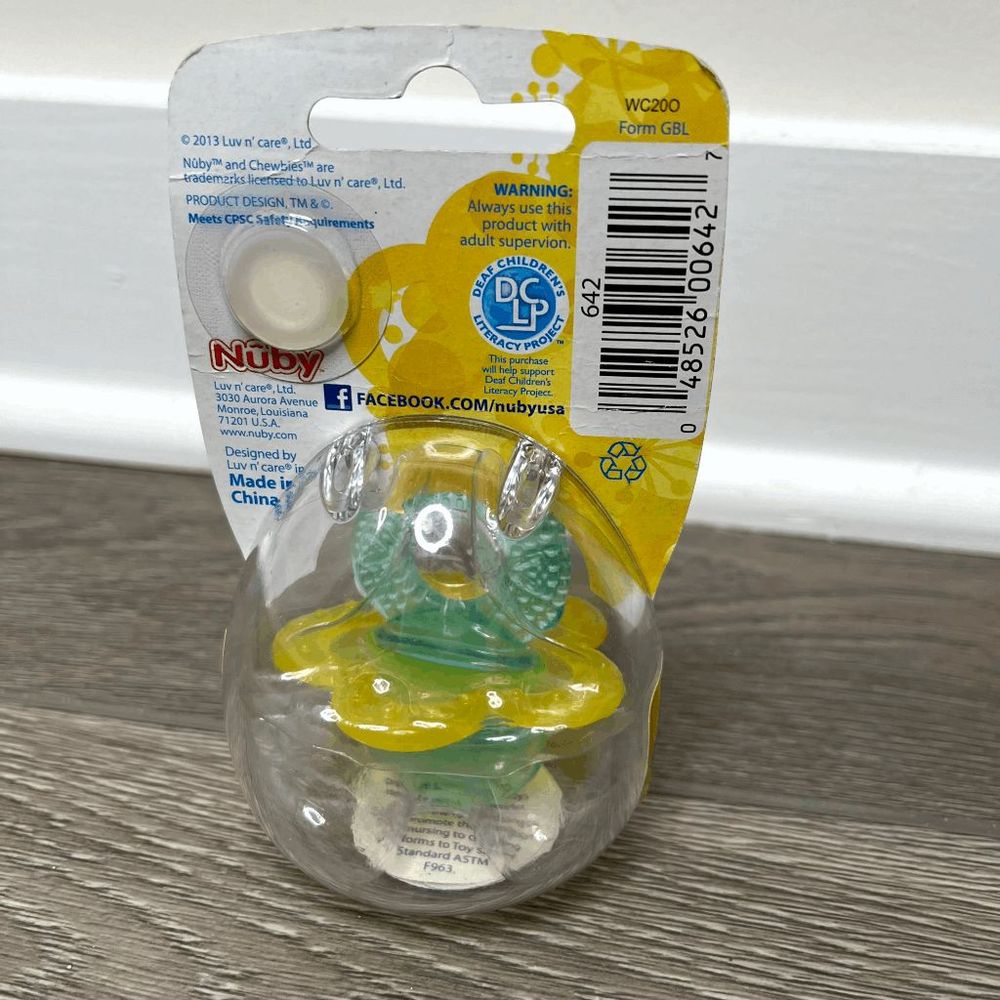 NEW Nuby Chewbies Teether Silicone Yellow Green 3+ Months